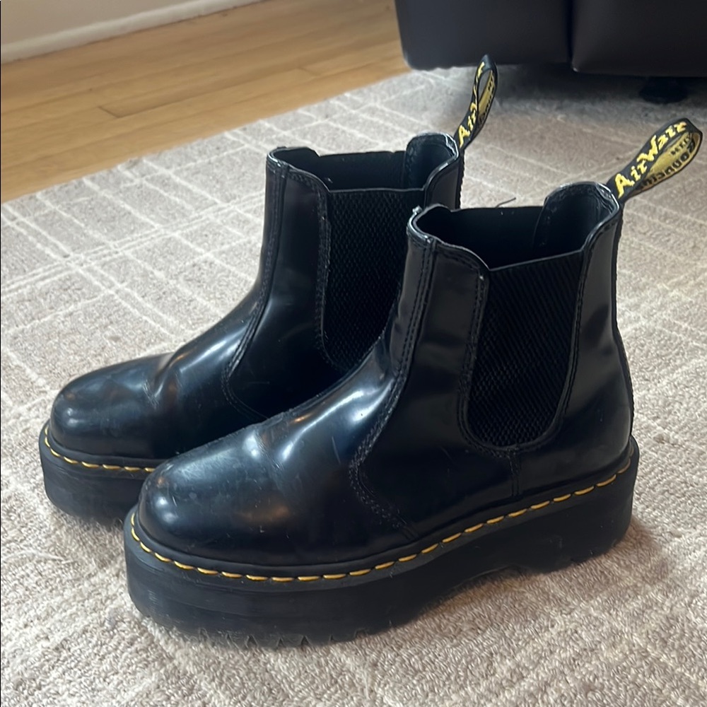 Dr. Martens Black Chelsea Ankle Boots with Platform Sole